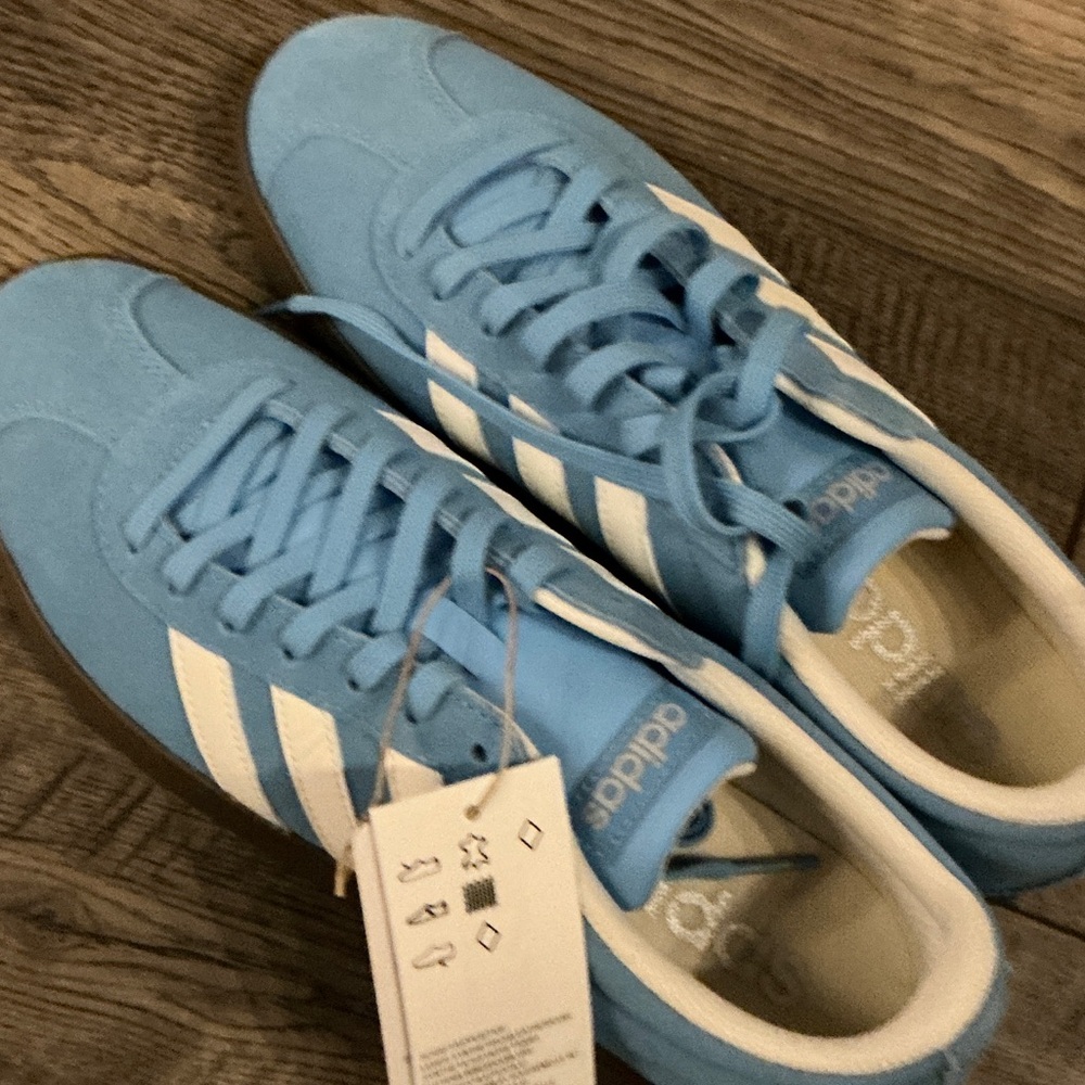 Adidas Light Blue and White Sneakers